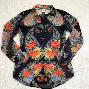 CAbi 3072 Amour Semi Sheer Blouse Floral XS 0-2 Corporate Work Office Coquette